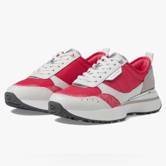 Michael Kors Flynn Trainer Lace Up Sneakers MK Signature Geran Multi NWT - Picture 1 of 13